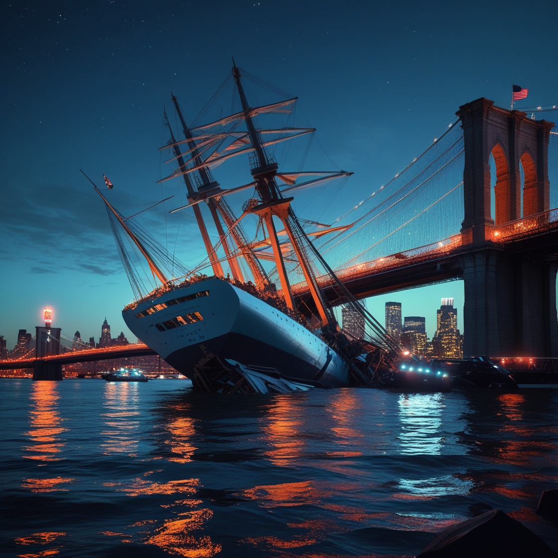 Tragedy on the East River: Mexican Navy Ship Cuauhtémoc Collides with Brooklyn Bridge